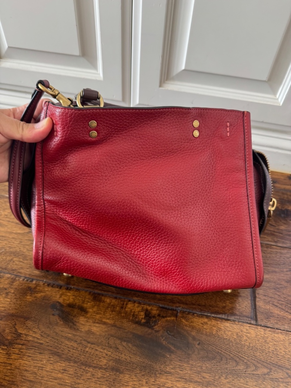Coach Red Pebbled Leather Shoulder Bag - Picture 3 of 9